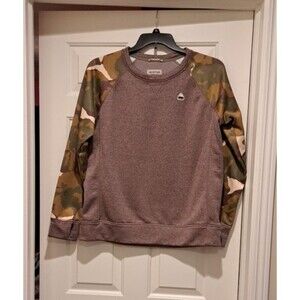 Burton Womens Oak Camouflage Sleeve Pullover Crew Neck Sweatshirt Size Large